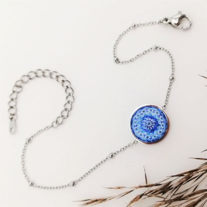 Zeige Details für Stirnchakra-Mandala - Armkettchen aus Edelstahl Bild von Stirnchakra-Mandala - Armkettchen aus Edelstahl