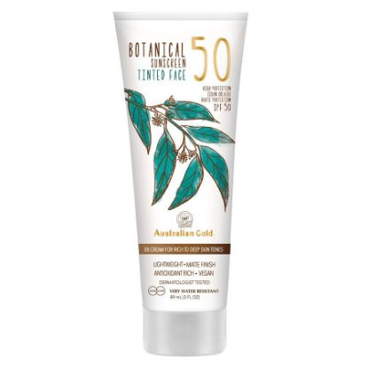 Show details for Australian Gold BOTANICAL Sunscreen SPF 50 Tinted Face dark skin tones Picture of Australian Gold BOTANICAL Sunscreen SPF 50 Tinted Face dark skin tones