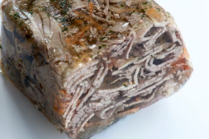 Show details for Rindfleisch-Sulz - 1 Stk. halbiert vac. (ca 250g) - Vorbestellung bis Donnerstag 11:00 Uhr Picture of Rindfleisch-Sulz - 1 Stk. halbiert vac. (ca 250g) - Vorbestellung bis Donnerstag 11:00 Uhr