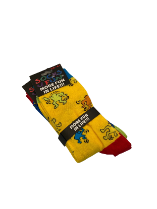 Show details for Socken - Socks 4 Fun - More Fun In Life!!! - Gelb mit blauem Bund und roter Ferse Picture of Socken - Socks 4 Fun - More Fun In Life!!! - Gelb mit blauem Bund und roter Ferse