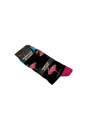 Show details for Socken - Socks 4 Fun - More Fun In Life!!! - Schwarz mit Rosa Flamingos Picture of Socken - Socks 4 Fun - More Fun In Life!!! - Schwarz mit Rosa Flamingos