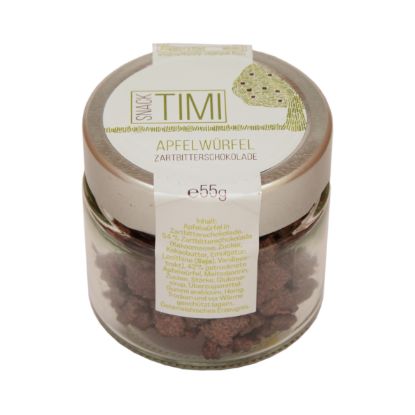 Show details for Apfelwürfel mit Zartbitterschokolade 55g Picture of Apfelwürfel mit Zartbitterschokolade 55g