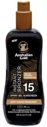 Show details for Australian Gold Spray Gel mit Bronzer SPF 15 Reisegröße Picture of Australian Gold Spray Gel mit Bronzer SPF 15 Reisegröße