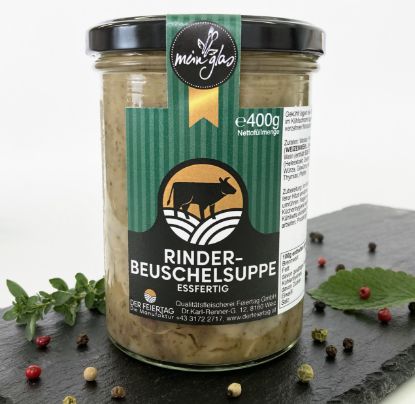 Show details for mein Glas - Rinder-Beuschelsuppe essfertig 400g - Vorbestellung bis Donnerstag 11:00 Uhr Picture of mein Glas - Rinder-Beuschelsuppe essfertig 400g - Vorbestellung bis Donnerstag 11:00 Uhr