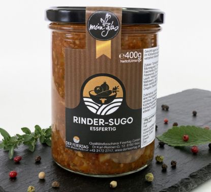 Show details for mein Glas - Rinder-Sugo essfertig 400g - Vorbestellung bis Donnerstag 11:00 Uhr Picture of mein Glas - Rinder-Sugo essfertig 400g - Vorbestellung bis Donnerstag 11:00 Uhr