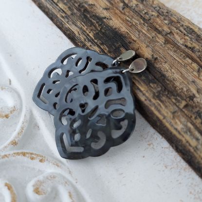 Zeige Details für Ornament-Ohrstecker - Rhombusform aus Resin - black Bild von Ornament-Ohrstecker - Rhombusform aus Resin - black