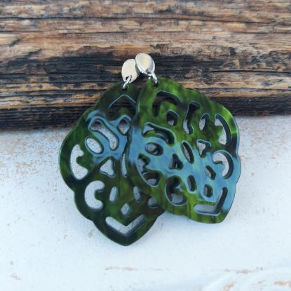 Zeige Details für Ornament-Ohrstecker - Rhombusform aus Resin - dark green Bild von Ornament-Ohrstecker - Rhombusform aus Resin - dark green