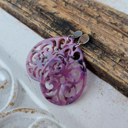 Zeige Details für Ornament-Ohrstecker - Tropfenform - purple Bild von Ornament-Ohrstecker - Tropfenform - purple