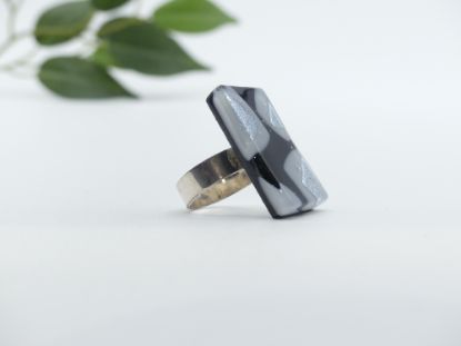 Zeige Details für Ring - Kollektion "Mosaik" - schwarz/silber/weiß Bild von Ring - Kollektion "Mosaik" - schwarz/silber/weiß