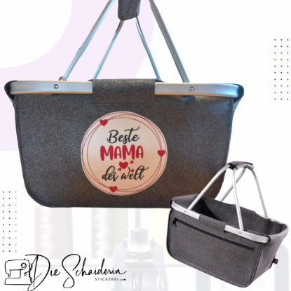 Zeige Details fĂŒr Filzkorb mit Aluminiumrahmen â "Beste Mama der Welt" Bild von Filzkorb mit Aluminiumrahmen â "Beste Mama der Welt"