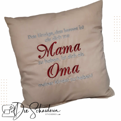 Zeige Details für Geschenk-Kissen „Mama & Oma“ – mit liebevoller Stickerei Bild von Geschenk-Kissen „Mama & Oma“ – mit liebevoller Stickerei
