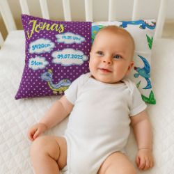 Picture of Personalisierbares Geburtskissen - Dinowelt