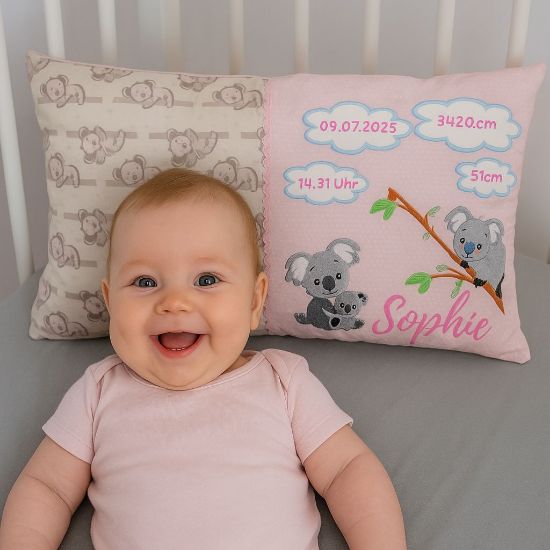 Bild von Personalisierbares Geburtskissen - Koalaliebe