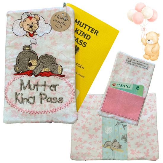 Bild von  Handgemachte Mutter-Kind-Pass Hülle – Bärenstark & Herzallerliebst