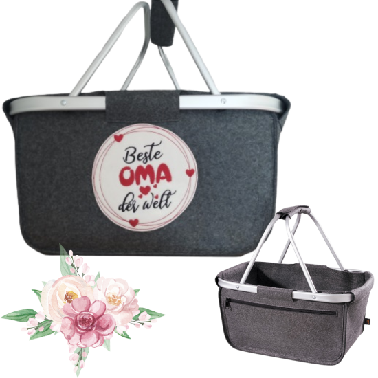 Bild von Filzkorb mit Aluminiumrahmen – "Beste Oma der Welt"