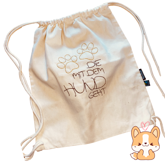 Picture of Turnbeutel „Die mit dem Hund geht“ – Stylisch Gassi gehen