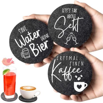 Bild von Filzuntersetzer mit Sprüchen
