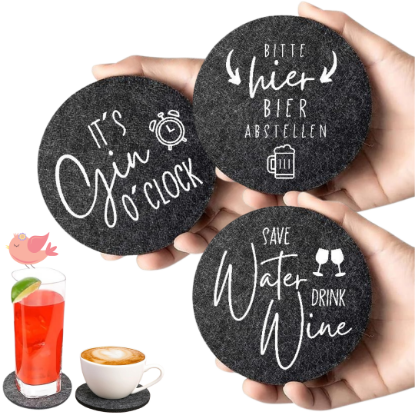 Bild von Filzuntersetzer mit Sprüchen