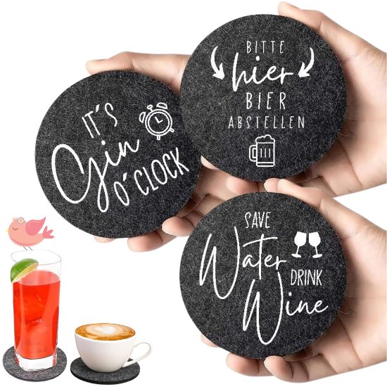 Bild von Filzuntersetzer mit Sprüchen