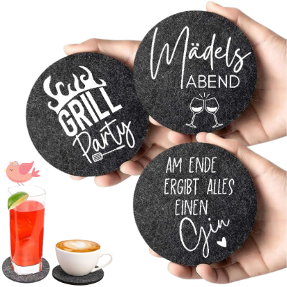 Bild von Filzuntersetzer mit Sprüchen