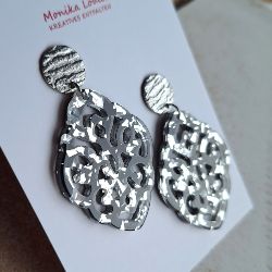 Picture of Ornament-Ohrstecker - Rhombusform - silver black